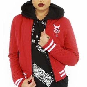 Black Scale Red Sinners Varsity Jacket